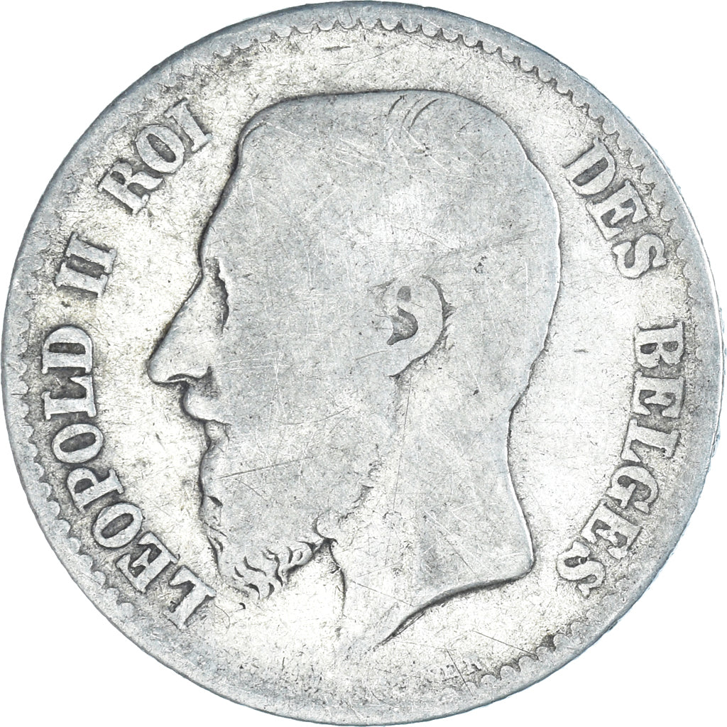 Coin, Belgium, Leopold II, Franc, 1867, Brussels, F(12-15), Silver, KM:28.1