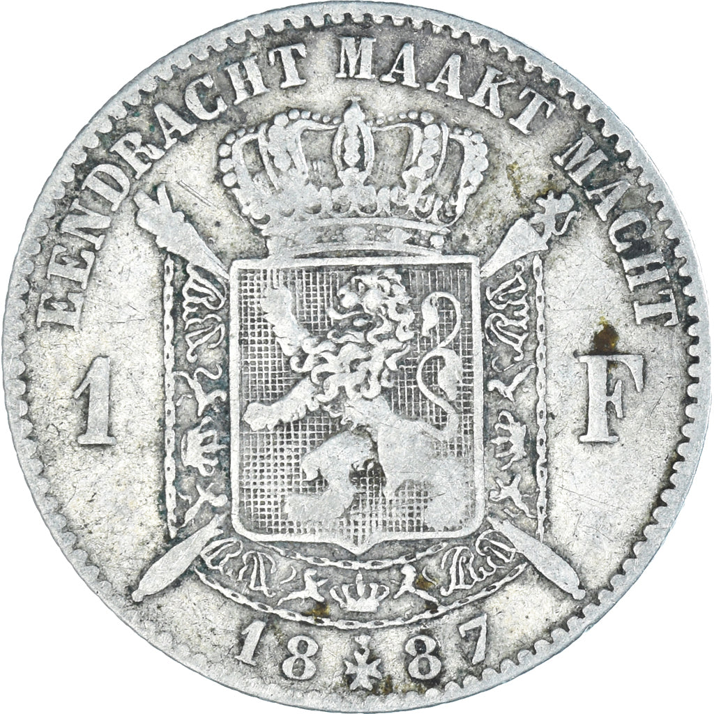 Coin, Belgium, Leopold II, Franc, 1887, VF(20-25), Silver, KM:29.1