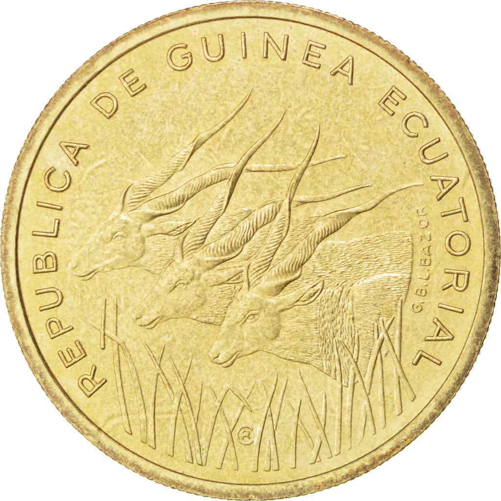 EQUATORIAL GUINEA, 25 Francos, 1985, KM #E29, AU(55-58), Aluminum-Bronze, 8.05