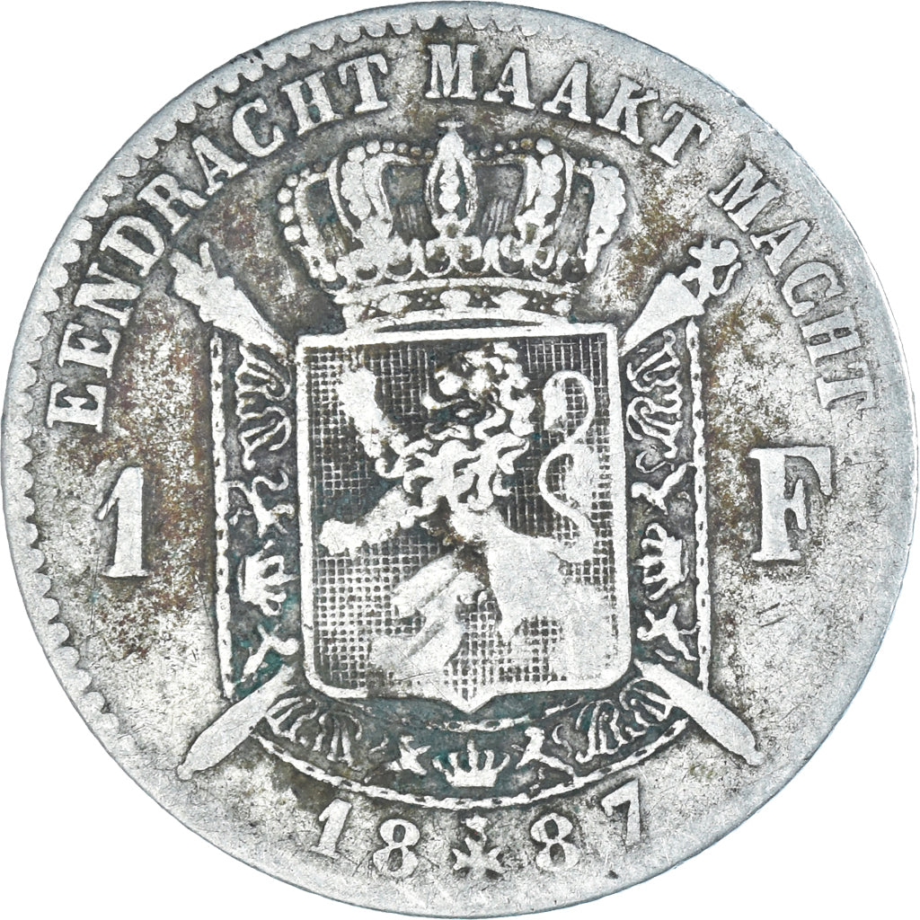 Monnaie, Belgique, Leopold II, Franc, 1887, TB, Argent, KM:29.1