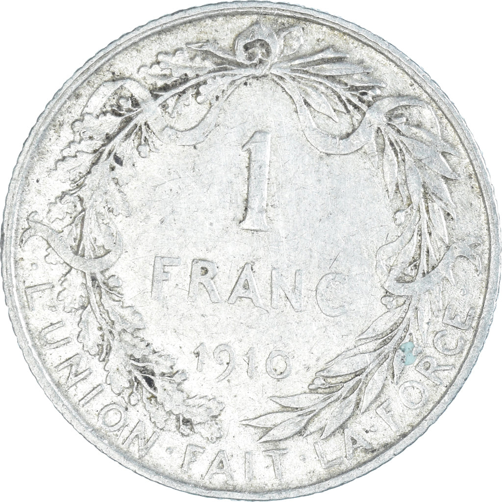 Coin, Belgium, Albert I, Franc, 1910, Brussels, EF(40-45), Silver, KM:72