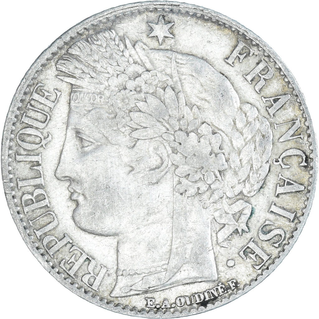 Coin, France, Cérès, Franc, 1871, Paris, AU(50-53), Silver, KM:822.1