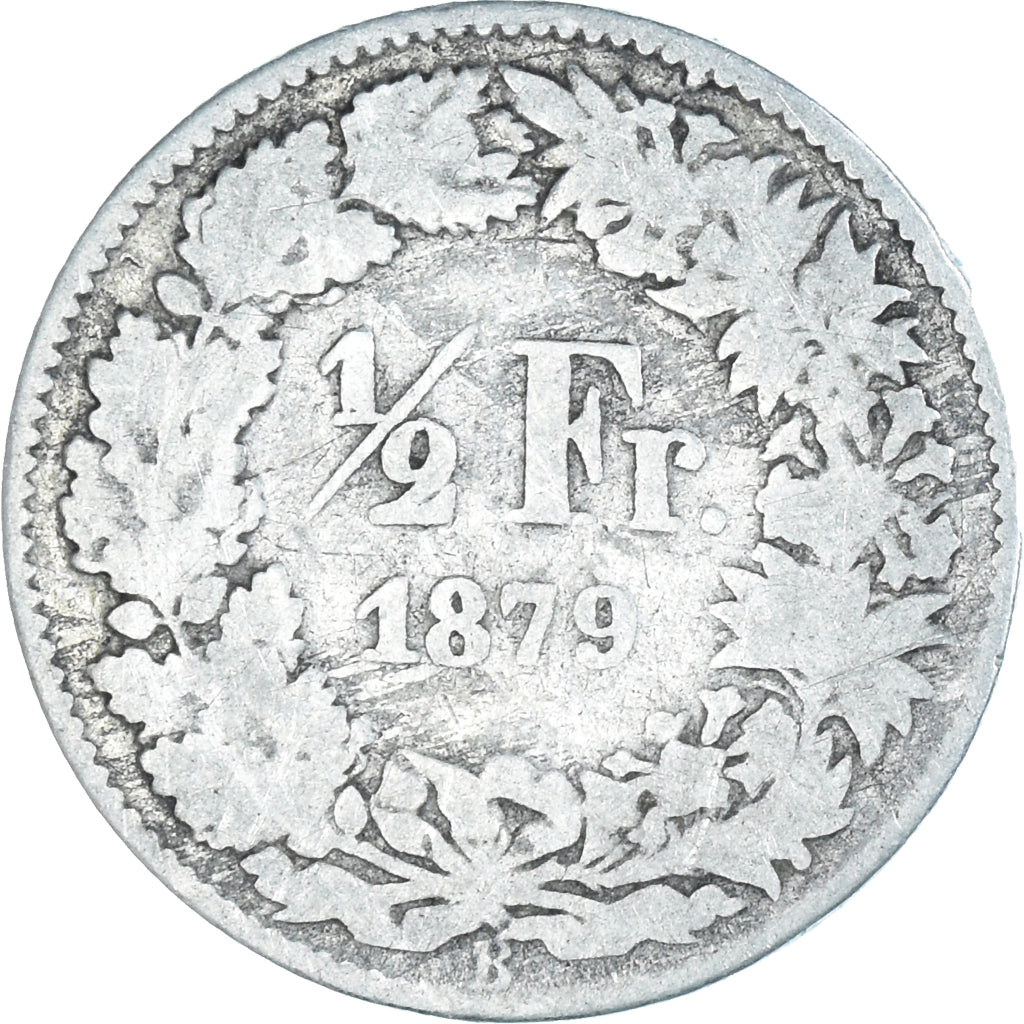 Coin, Switzerland, 1/2 Franc, 1879, Bern, VF(20-25), Silver, KM:23