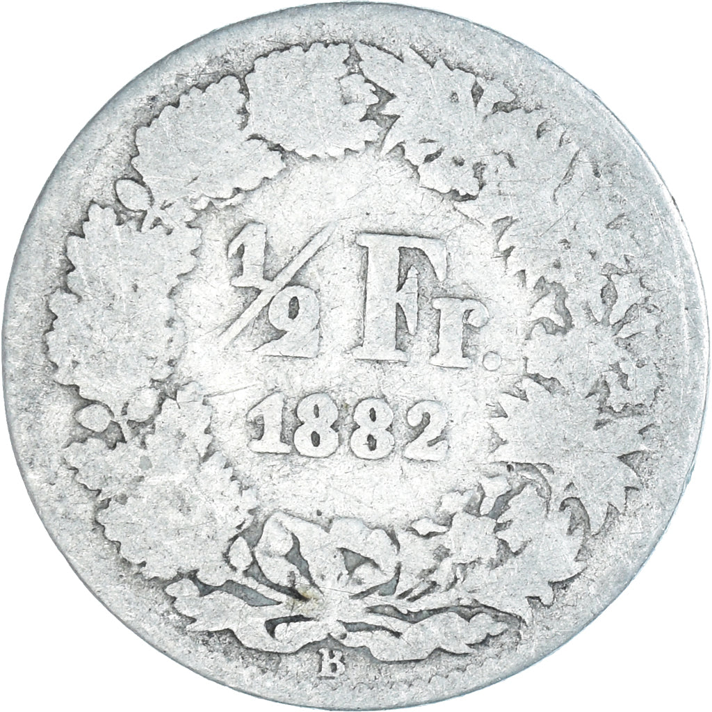 Monnaie, Suisse, 1/2 Franc, 1882, Bern, B+, Argent, KM:23