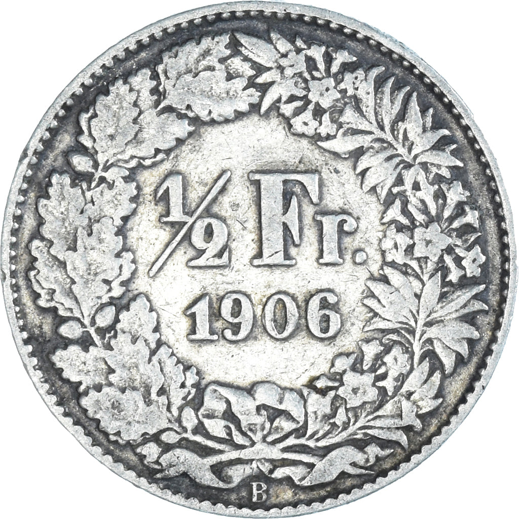 Moneta, Szwajcaria, 1/2 Franc, 1906, Bern, EF(40-45), Srebro, KM:23