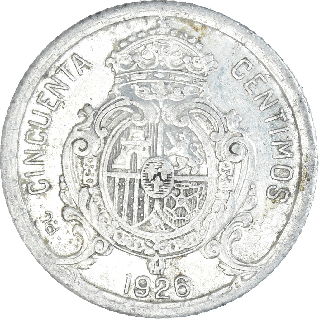 Coin, Spain, Alfonso XIII, 50 Centimos, 1926, Madrid, EF(40-45), Silver, KM:741