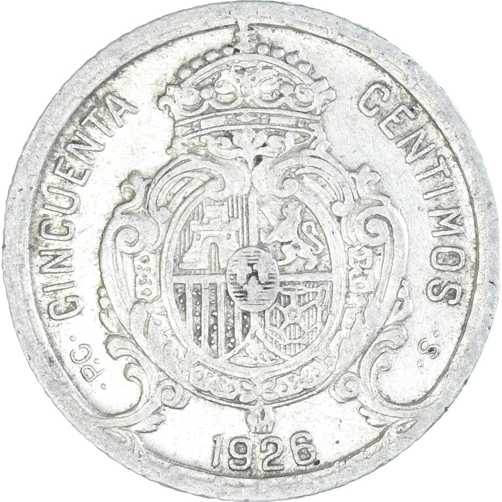 Coin, Spain, Alfonso XIII, 50 Centimos, 1926, Madrid, EF(40-45), Silver, KM:741