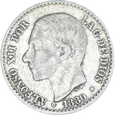 Coin, Spain, Alfonso XII, 50 Centimos, 1880, Madrid, VF(30-35), Silver, KM:685