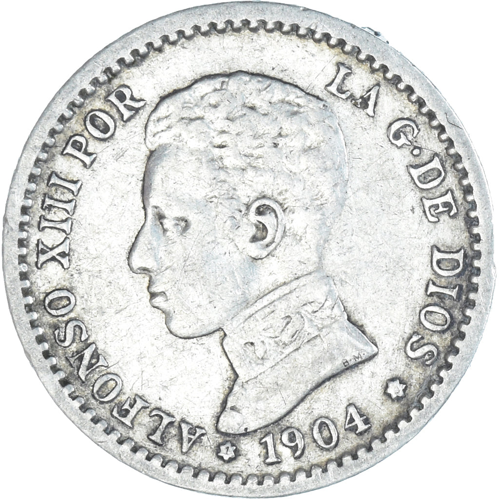 Coin, Spain, Alfonso XIII, 50 Centimos, 1904 (10), VF(30-35), Silver, KM:723