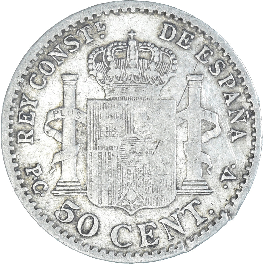 Coin, Spain, Alfonso XIII, 50 Centimos, 1904 (10), VF(30-35), Silver, KM:723