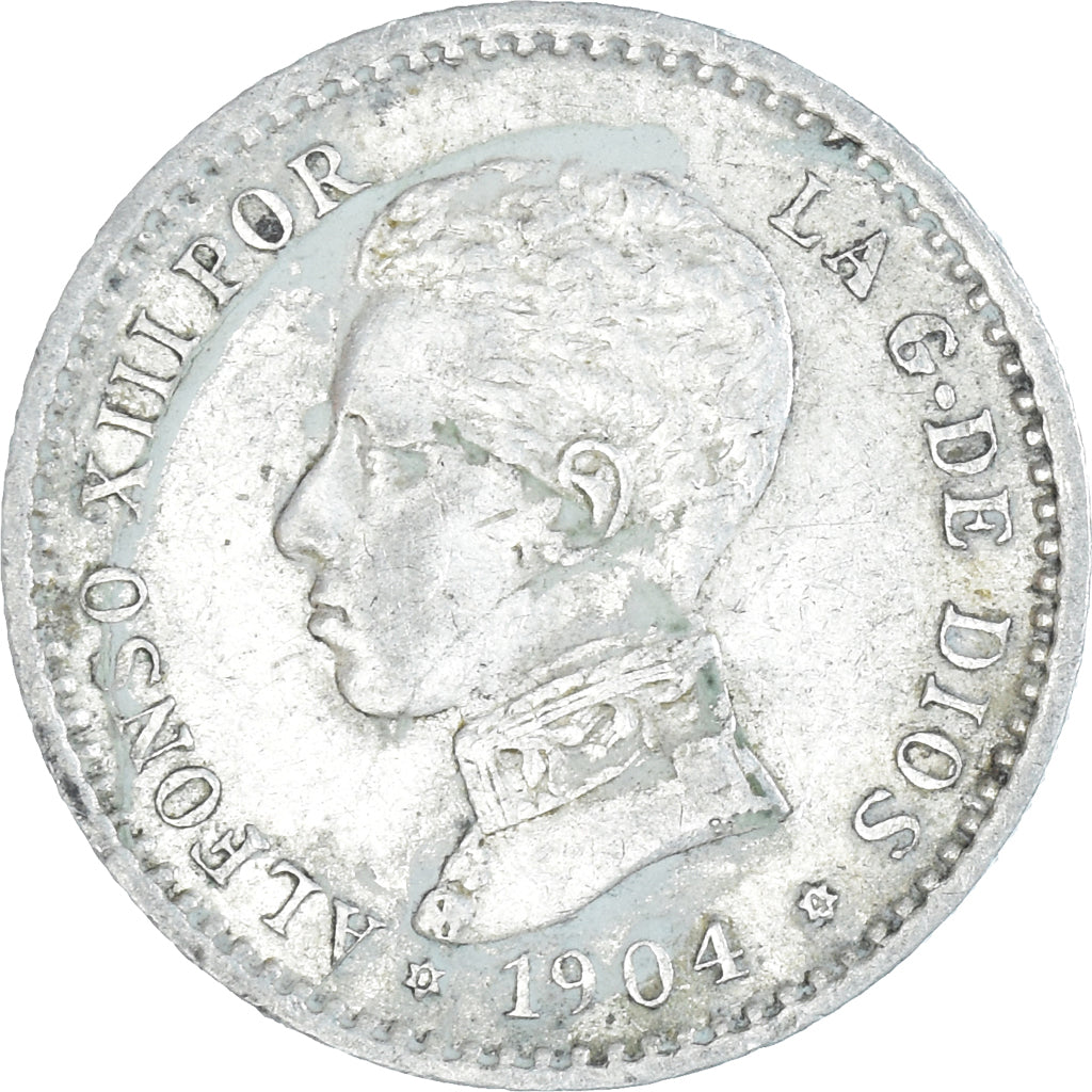 Coin, Spain, Alfonso XIII, 50 Centimos, 1904 (04), Madrid, AU(50-53), Silver