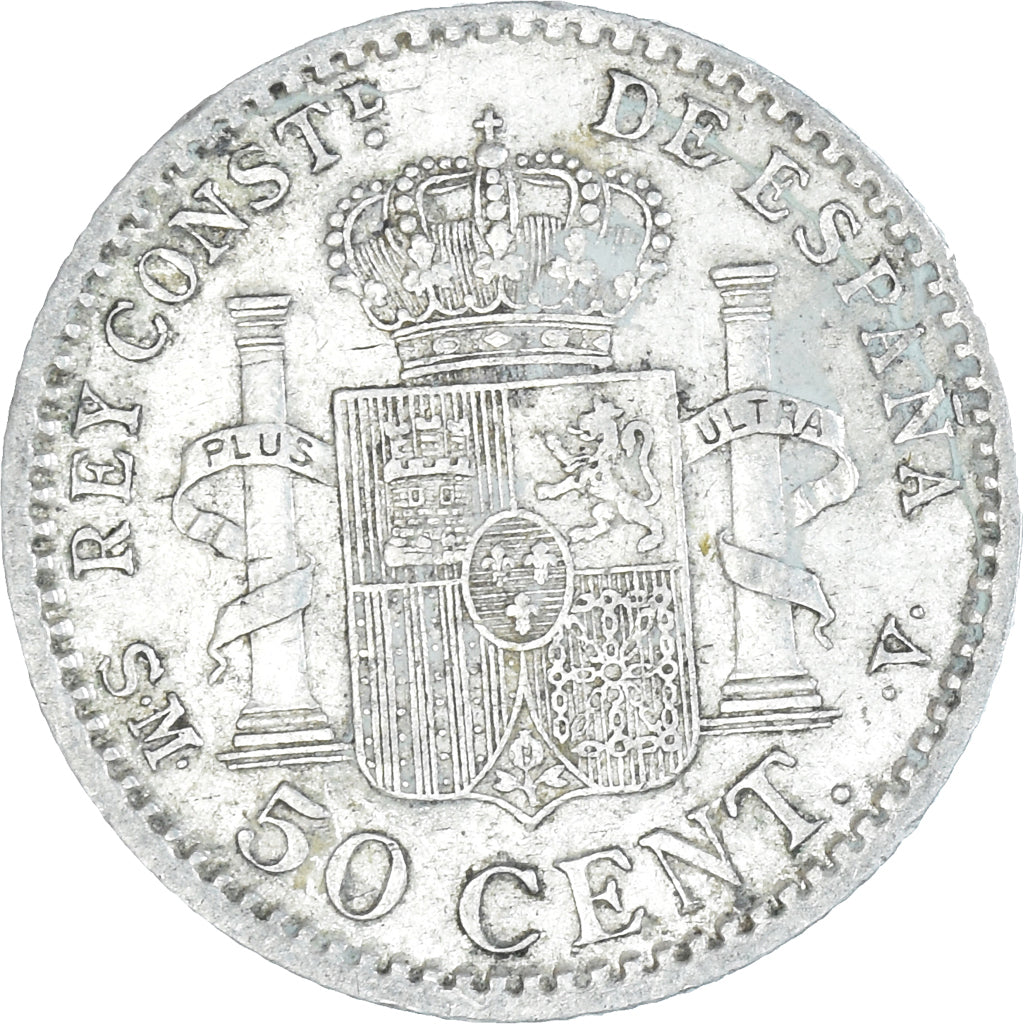 Coin, Spain, Alfonso XIII, 50 Centimos, 1904 (04), Madrid, AU(50-53), Silver