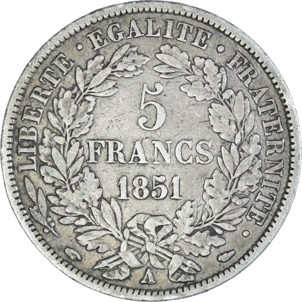 Coin, France, Cérès, 5 Francs, 1851, Paris, VF(30-35), Silver, KM:761.1