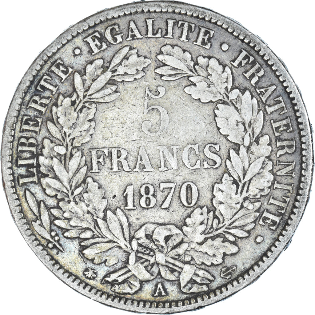 Monnaie, France, Cérès, 5 Francs, 1870, Paris, TB+, Argent, Gadoury:743