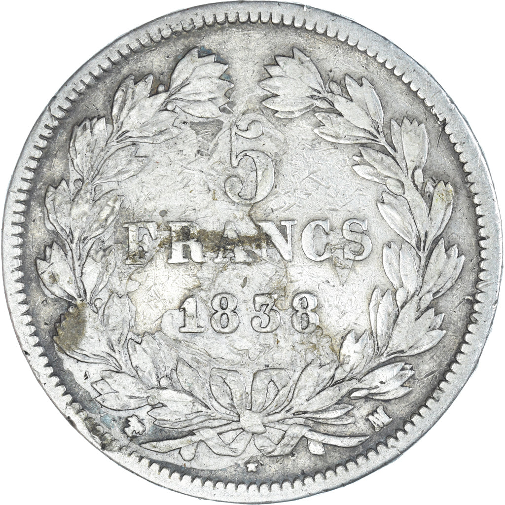 Coin, France, Louis-Philippe, 5 Francs, 1838, Marseille, VF(20-25), Silver