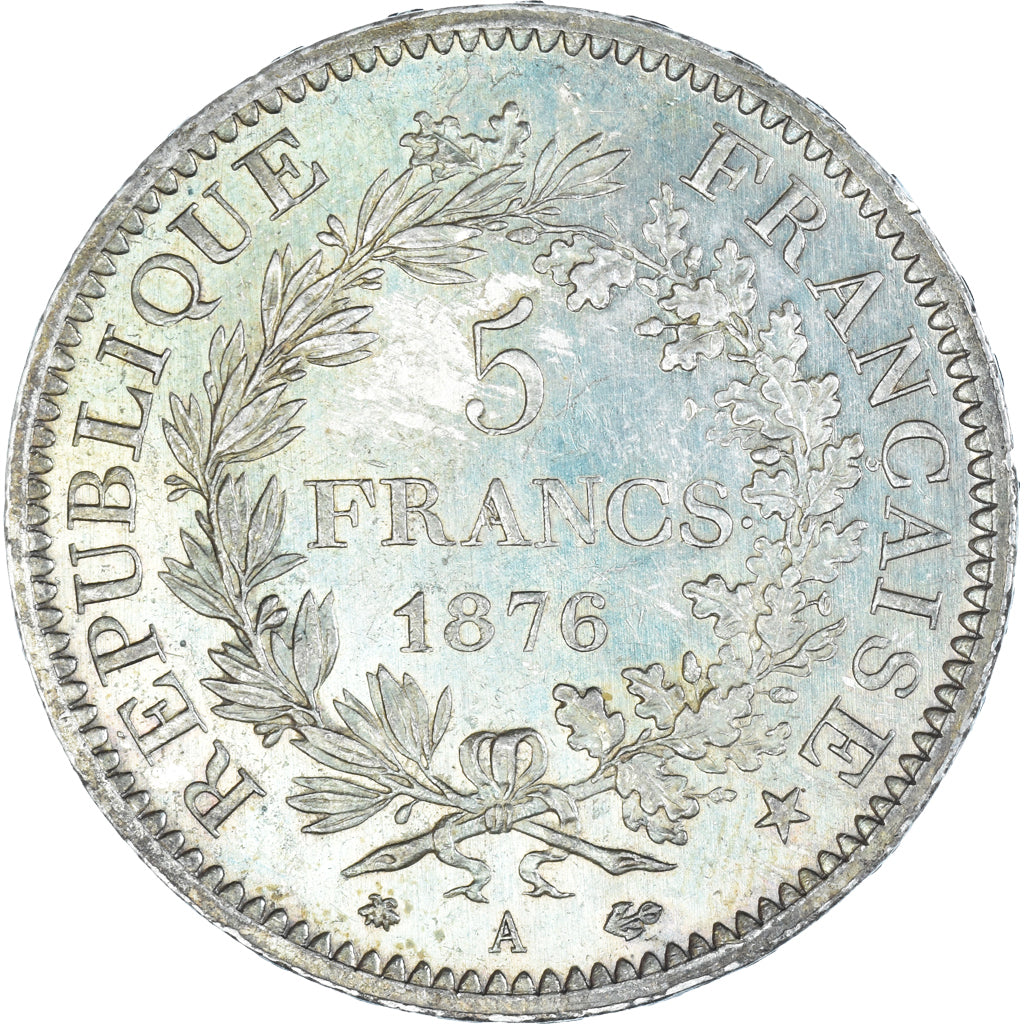 Coin, France, Hercule, 5 Francs, 1876, Paris, MS(60-62), Silver, KM:820.1