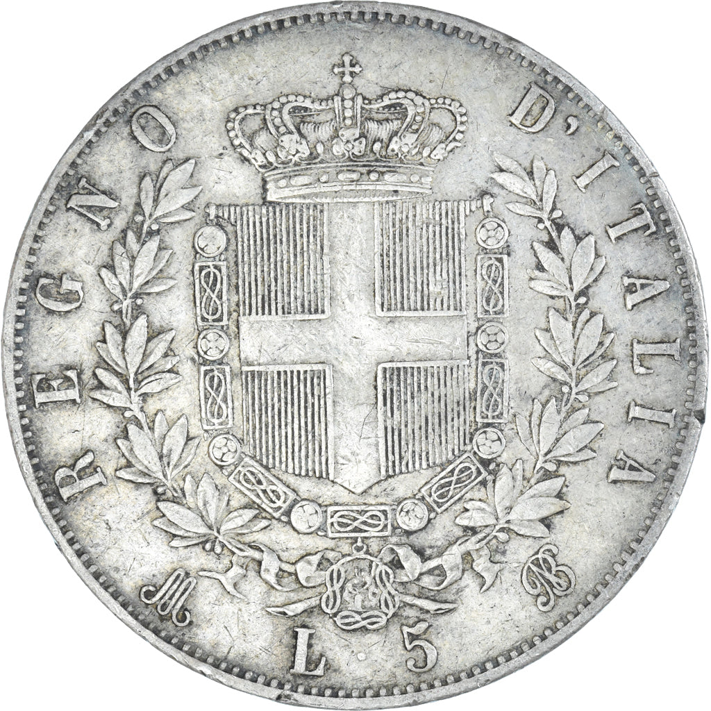 Coin, Italy, Vittorio Emanuele II, 5 Lire, 1872, Milan, VF(30-35), Silver