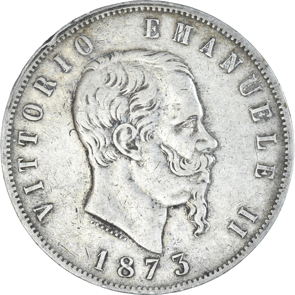 Monnaie, Italie, Vittorio Emanuele II, 5 Lire, 1873, Milan, TB+, Argent, KM:8.3