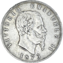 Monnaie, Italie, Vittorio Emanuele II, 5 Lire, 1873, Milan, TB+, Argent, KM:8.3