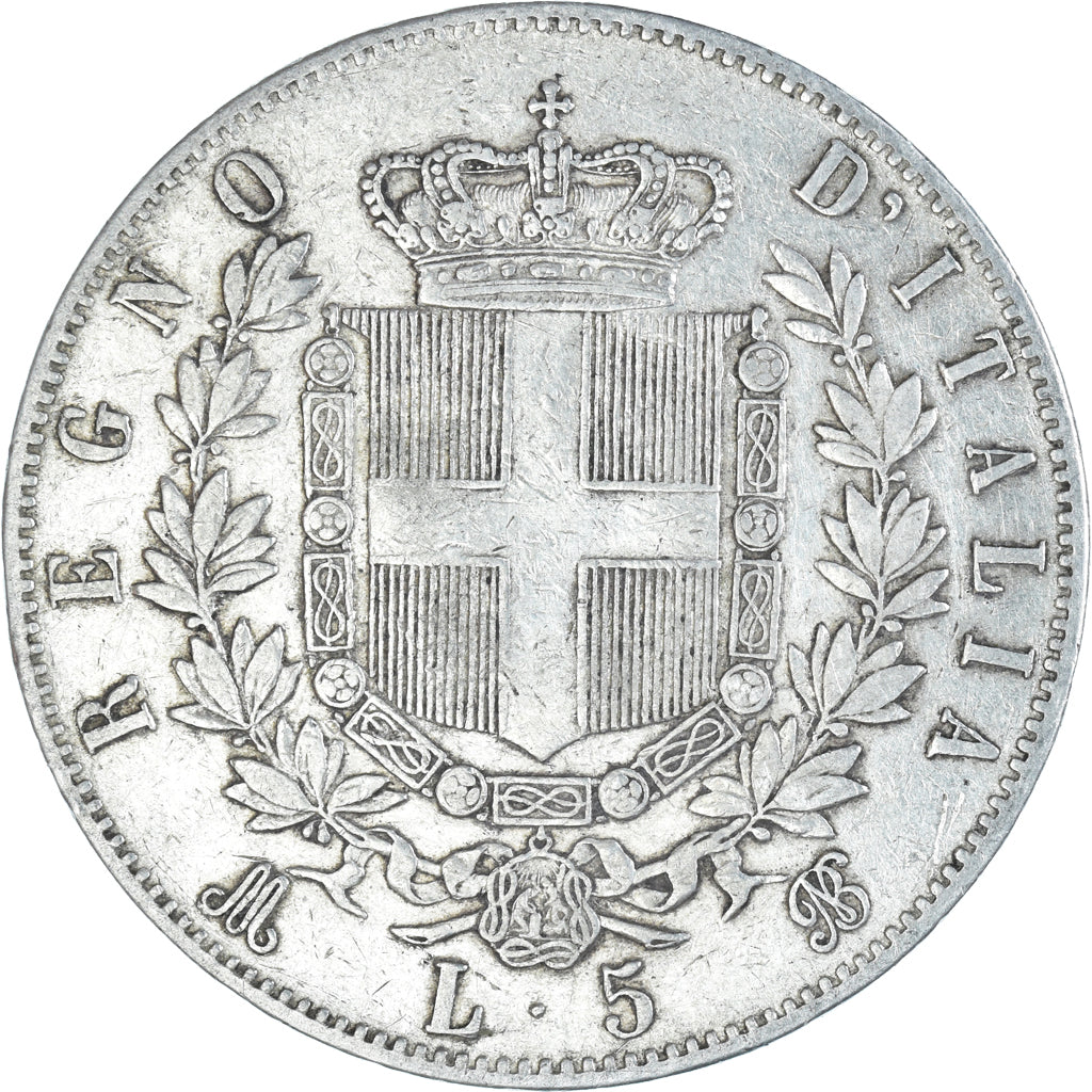 Coin, Italy, Vittorio Emanuele II, 5 Lire, 1874, Milan, VF(30-35), Silver