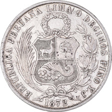 Coin, Peru, SOUTH PERU, Sol, 1872, Lima, EF(40-45), Silver, KM:196.3