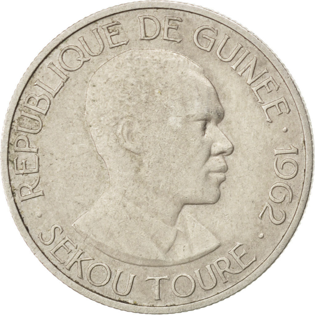 GUINEA, 5 Francs, 1962, KM #5, EF(40-45), Copper-Nickel, 20, 3.44