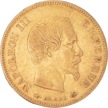 Moneta, Francia, Napoleon III, 10 Francs, 1855, Paris, MB+, Oro, KM:784.3