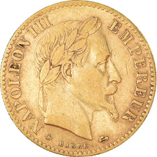 Moneda, Francia, Napoleon III, 10 Francs, 1864, Paris, MBC, Oro, KM:800.1