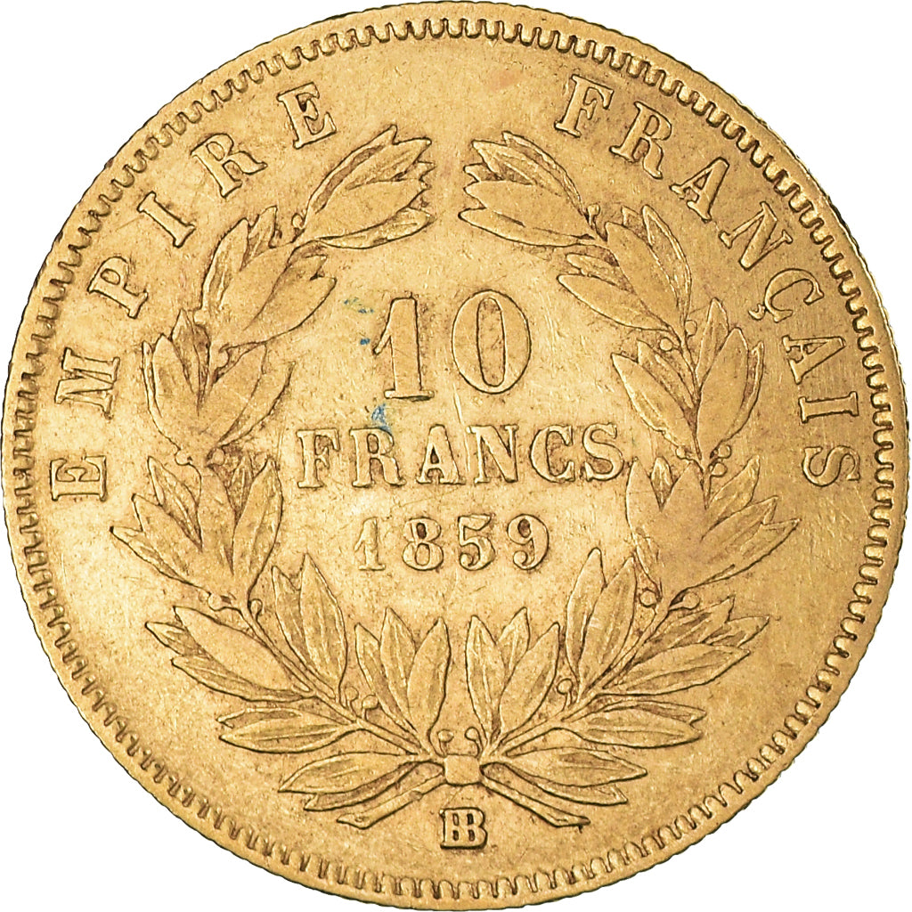 Coin, France, Napoleon III, 10 Francs, 1859, Strasbourg, VF(30-35), Gold