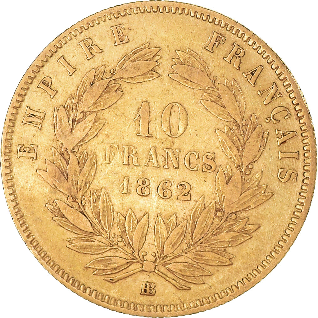 Moneda, Francia, Napoleon III, 10 Francs, 1862, Strasbourg, Hybrid issue, MBC