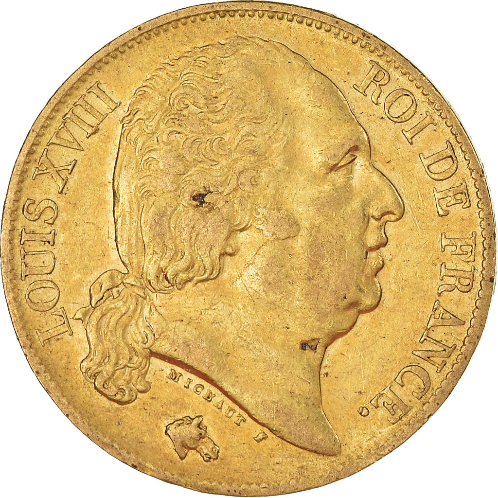 Moneda, Francia, Louis XVIII, 20 Francs, 1817, Paris, MBC, Oro, KM:712.1
