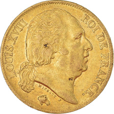 Moneda, Francia, Louis XVIII, 20 Francs, 1817, Paris, MBC, Oro, KM:712.1