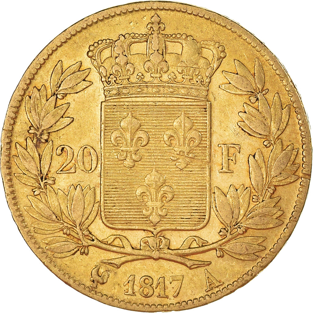 Moneda, Francia, Louis XVIII, 20 Francs, 1817, Paris, MBC, Oro, KM:712.1