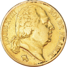 Münze, Frankreich, Louis XVIII, 20 Francs, 1824, Paris, S+, Gold, KM:712.1