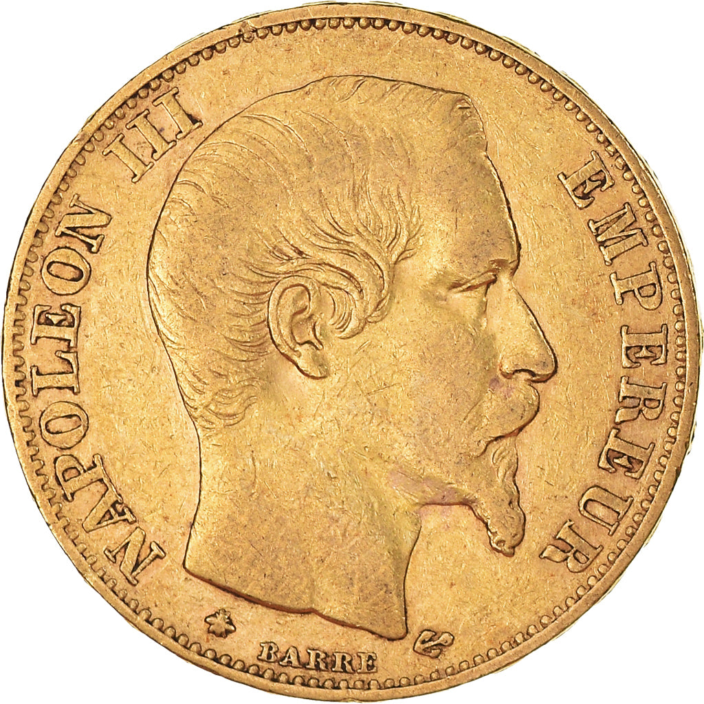 Moneta, Francja, Napoleon III, 20 Francs, 1858, Strasbourg, VF(30-35), Złoto