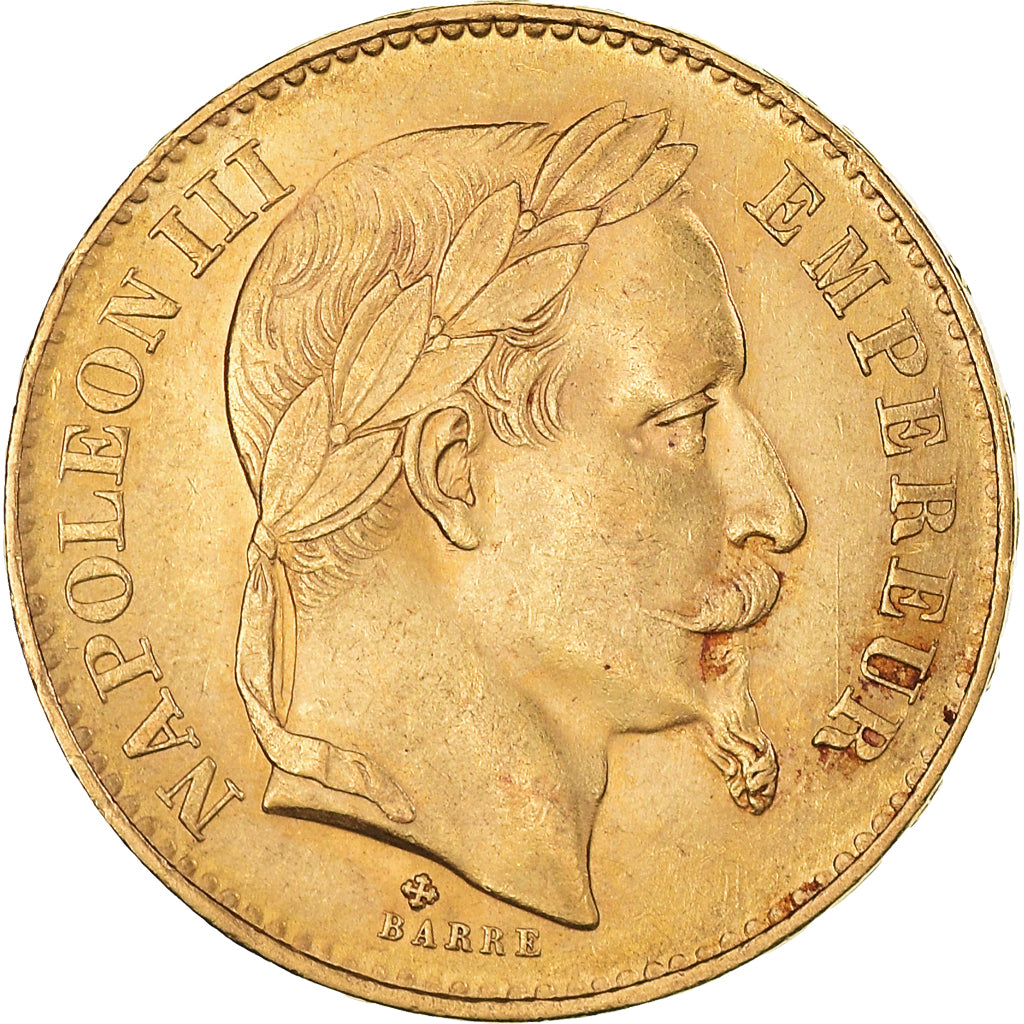 Munten, Frankrijk, Napoleon III, 20 Francs, 1868, Strasbourg, PR+, Goud