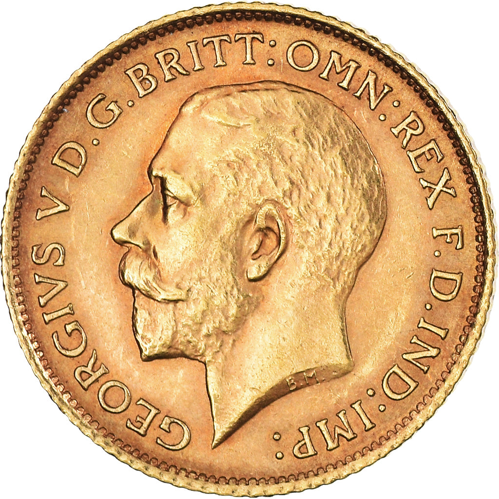 Coin, Australia, George V, 1/2 Sovereign, 1915, Sydney, MS(60-62), Gold, KM:28