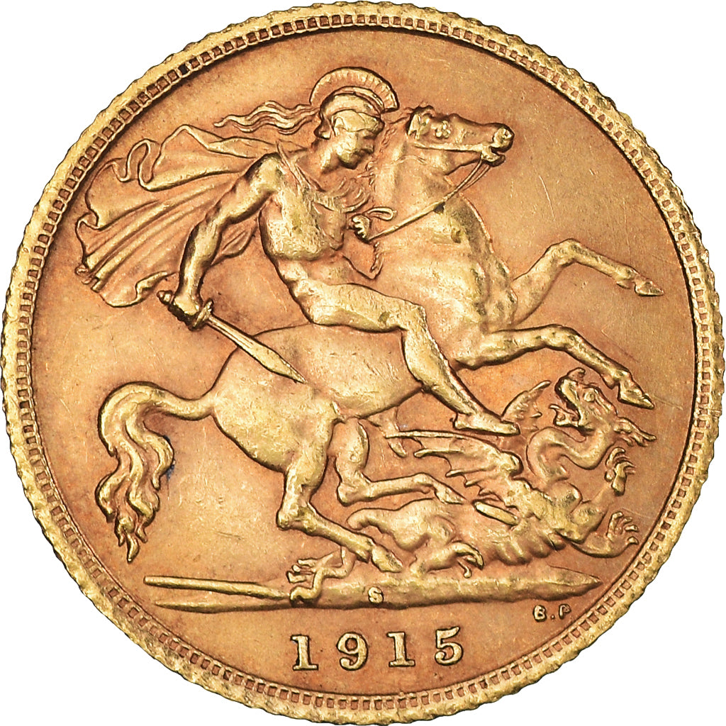 Coin, Australia, George V, 1/2 Sovereign, 1915, Sydney, MS(60-62), Gold, KM:28