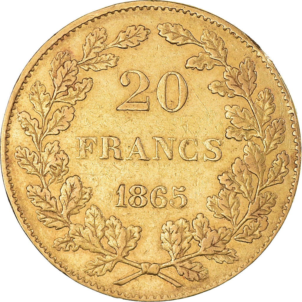 Monnaie, Belgique, Leopold I, 20 Francs, 1865, TTB, Or, KM:23