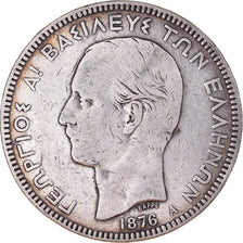 Coin, Greece, George I, 5 Drachmai, 1876, Paris, VF(30-35), Silver, KM:46
