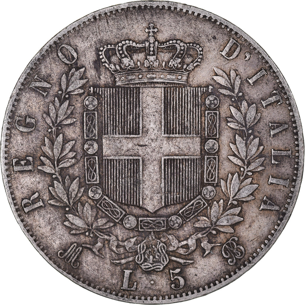 Coin, Italy, Vittorio Emanuele II, 5 Lire, 1872, Milan, VF(30-35), Silver