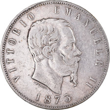 Monnaie, Italie, Vittorio Emanuele II, 5 Lire, 1873, Milan, TB+, Argent, KM:8.3