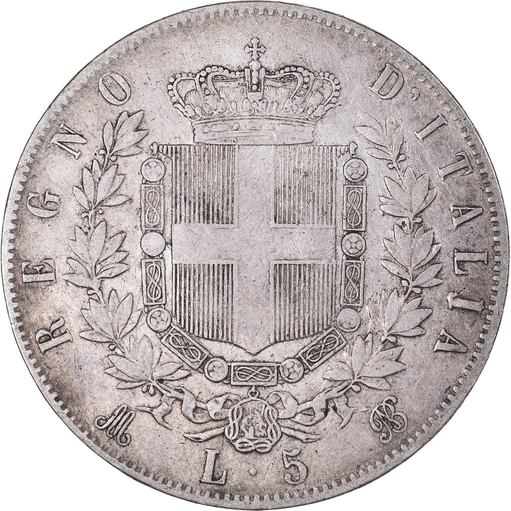 Coin, Italy, Vittorio Emanuele II, 5 Lire, 1874, Milan, VF(30-35), Silver
