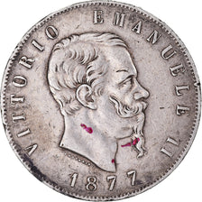 Coin, Italy, Vittorio Emanuele II, 5 Lire, 1877, Rome, VF(20-25), Silver, KM:8.4