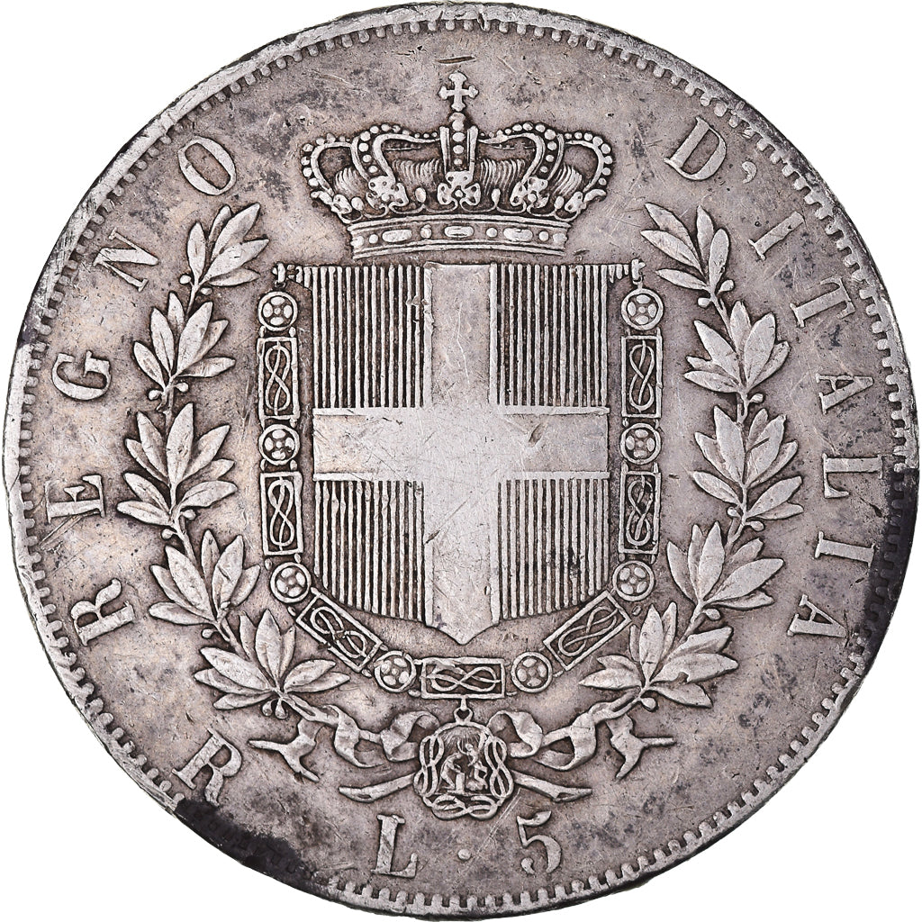 Coin, Italy, Vittorio Emanuele II, 5 Lire, 1877, Rome, VF(20-25), Silver, KM:8.4