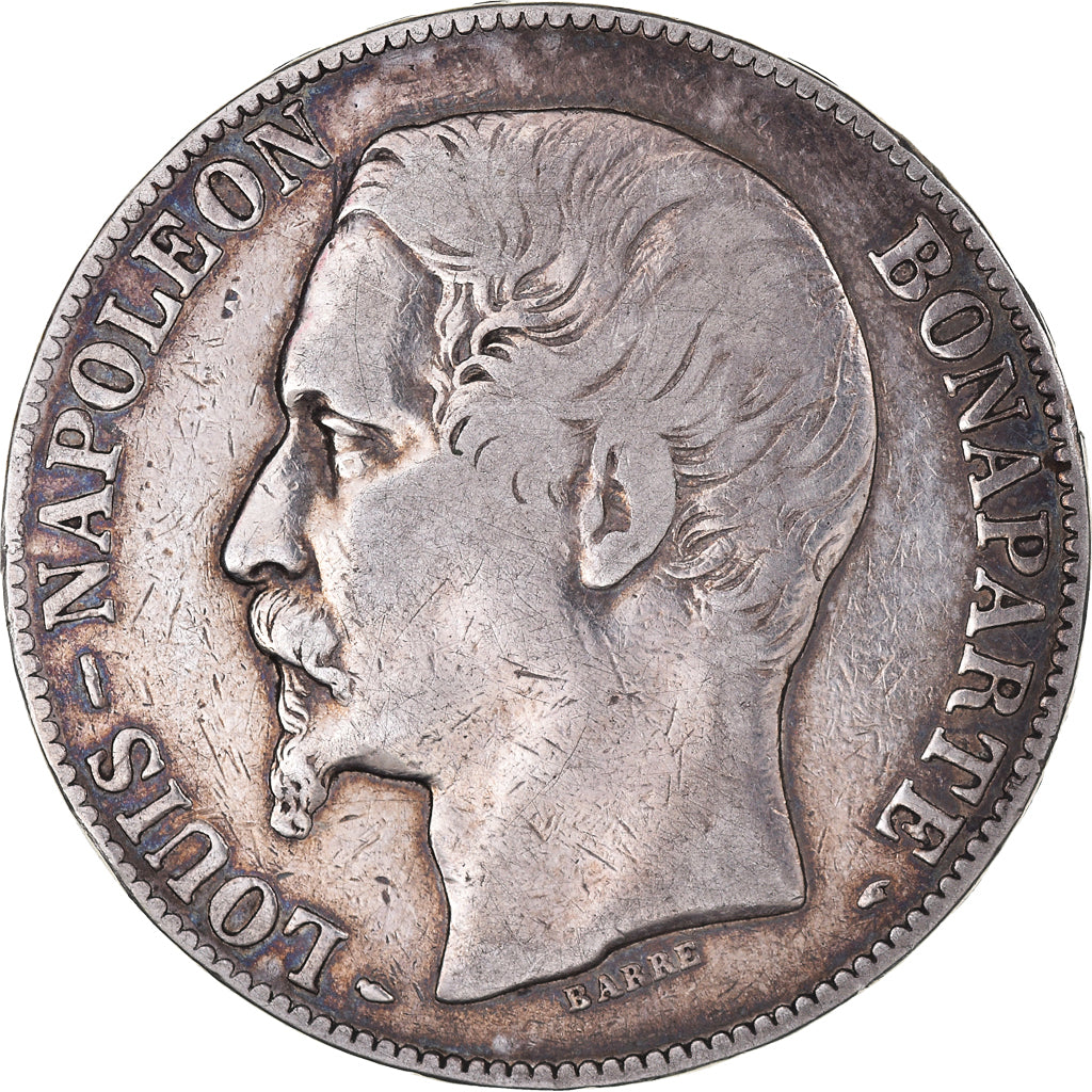Moeda, França, Napoléon III, 5 Francs, 1852, Paris, VF(20-25), Prata