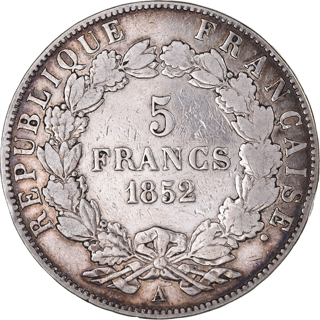 Moeda, França, Napoléon III, 5 Francs, 1852, Paris, VF(20-25), Prata