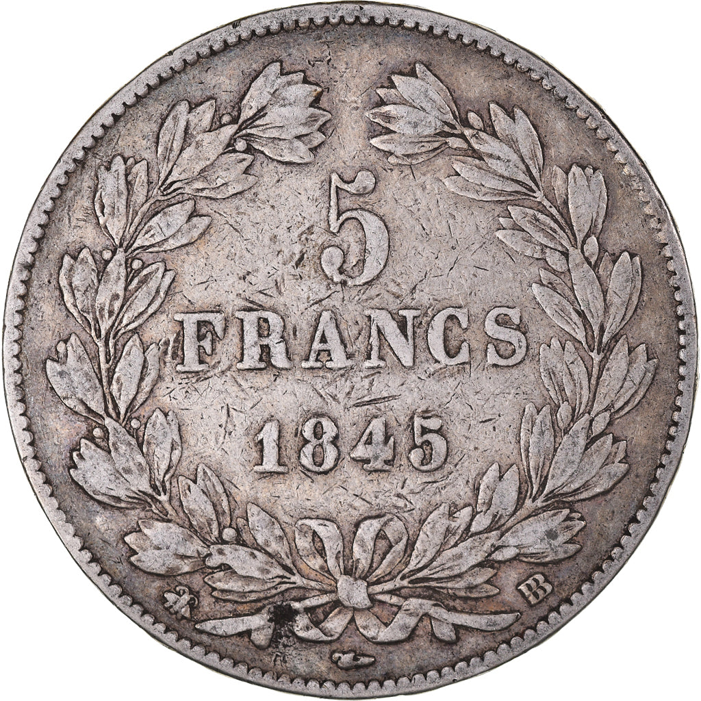 Monnaie, France, Louis-Philippe, 5 Francs, 1845, Strasbourg, TB+, Argent