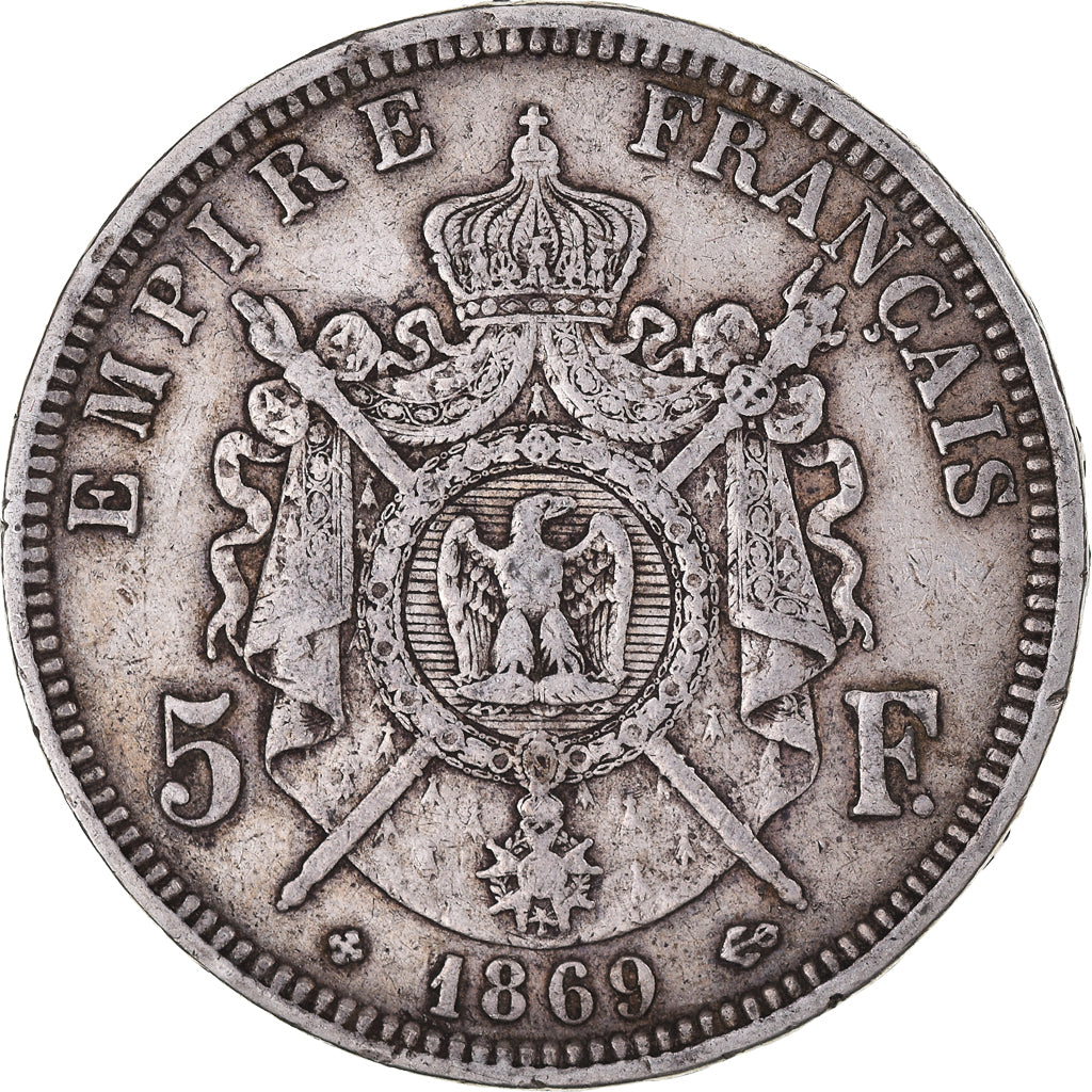 Coin, France, Napoleon III, 5 Francs, 1869, Strasbourg, VF(30-35), Silver