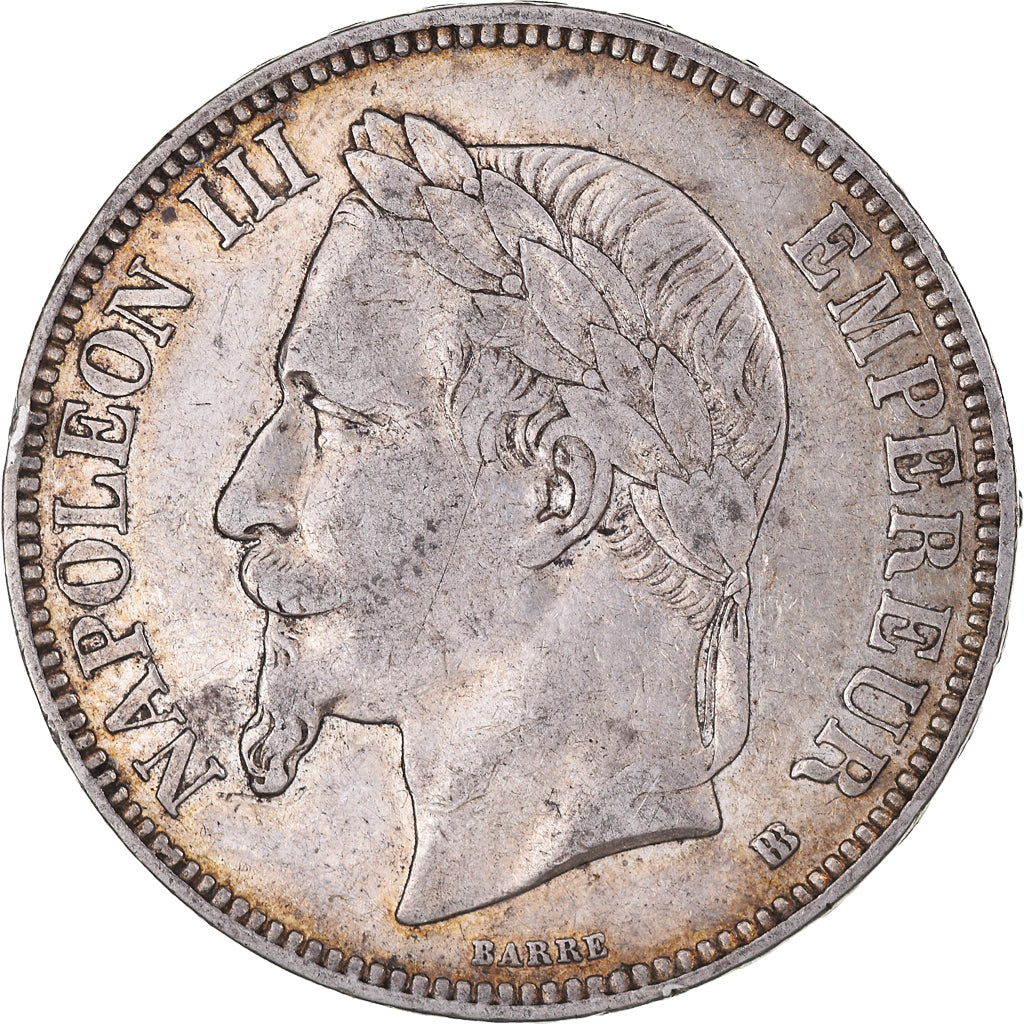 Coin, France, Napoleon III, 5 Francs, 1869, Strasbourg, EF(40-45), Silver
